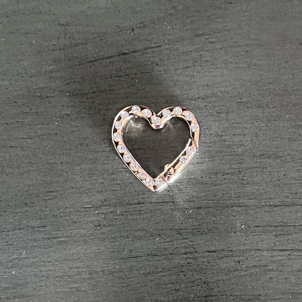 Gold Allover Rhinestone Metal Heart 1” Carabiner Clip Create Own Bag Purse Charm